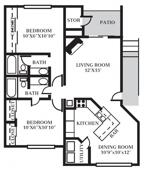 DT - 2 Bed - 2 Bath - 924 sq ft